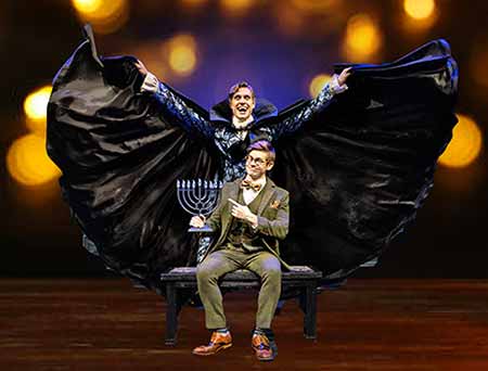 James Daly and Andrew Keenan-Bolger (seated) of DRACULA, A COMEDY OF TERRORS. photo by Maria Baranova